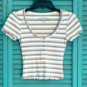 Tea Collection Multicolor Striped Short Sleeve Top